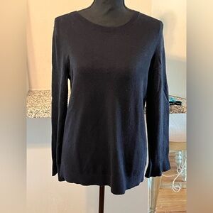 Talbots Silk Cashmere Black Sweater with Ruffle Sleeve Cuffs Women’s Size M
